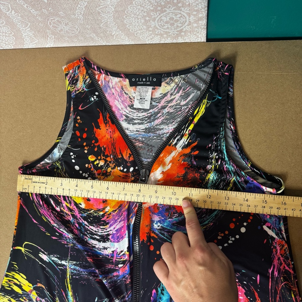 Arielle Front Zipper Sleeveless Dress Multicolor Paint Splatter Artsy Abstract - Picture 7 of 9